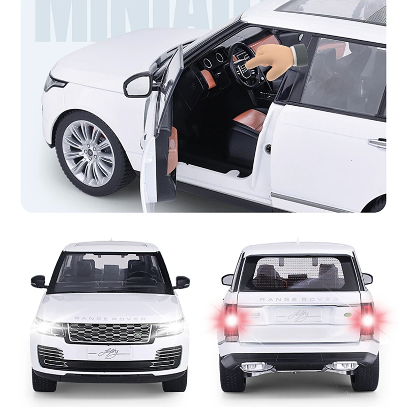 Range Rover-coche deportivo de aleación, vehículo todoterreno de juguete de Metal fundido a presión, simulación de sonido y luz, regalos para niños,