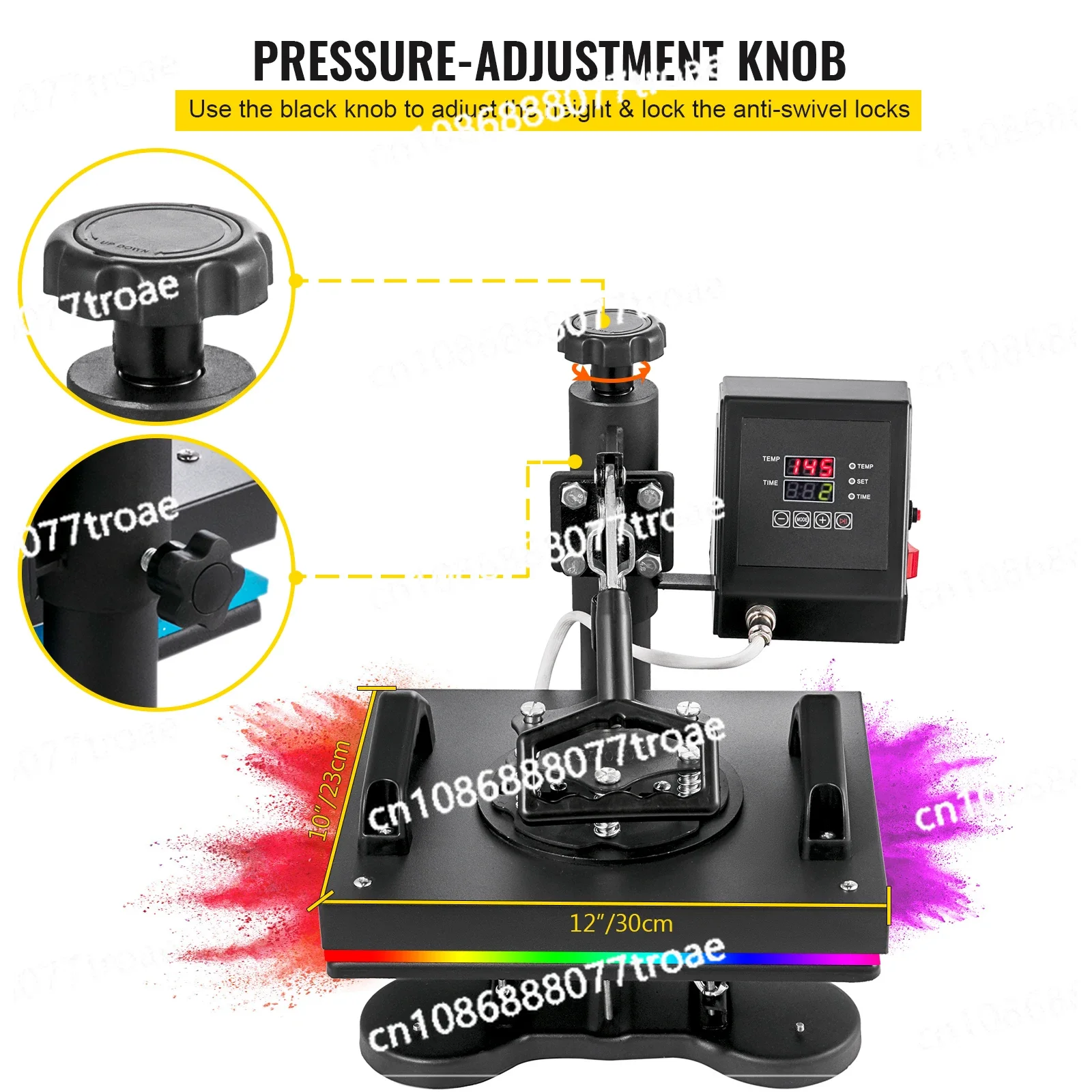 VEVOR 12x10 Inch Dual Digital Heat Press Machine 650W Swing Away 360 Degree Rotation Transfer Sublimation Printing for T-Shirt