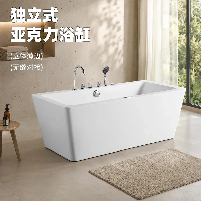 Acrylic Freestanding Bathtub with Faucet Shower Constant Temp Hydro Massage Smart SPA Soaking Tub for Bathroom