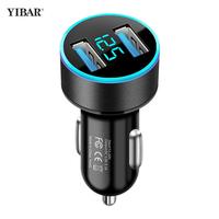 LED Display Voltmeter Dual Socket  3.1A USB Phone Charger Car Cigarette Lighter Power Adapter Socket Splitter for 12-24V Cars