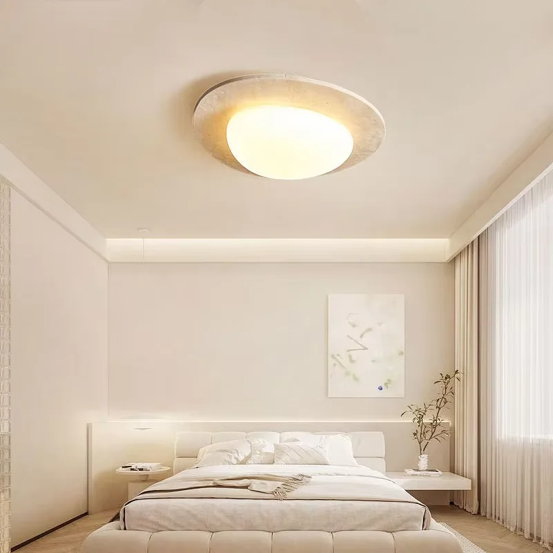 LED Stone Flush Mount CeilingWabi Sabi Travertine Ceiling Light  Lamp Bedroom Living Room Hallway Entryway Home Decor