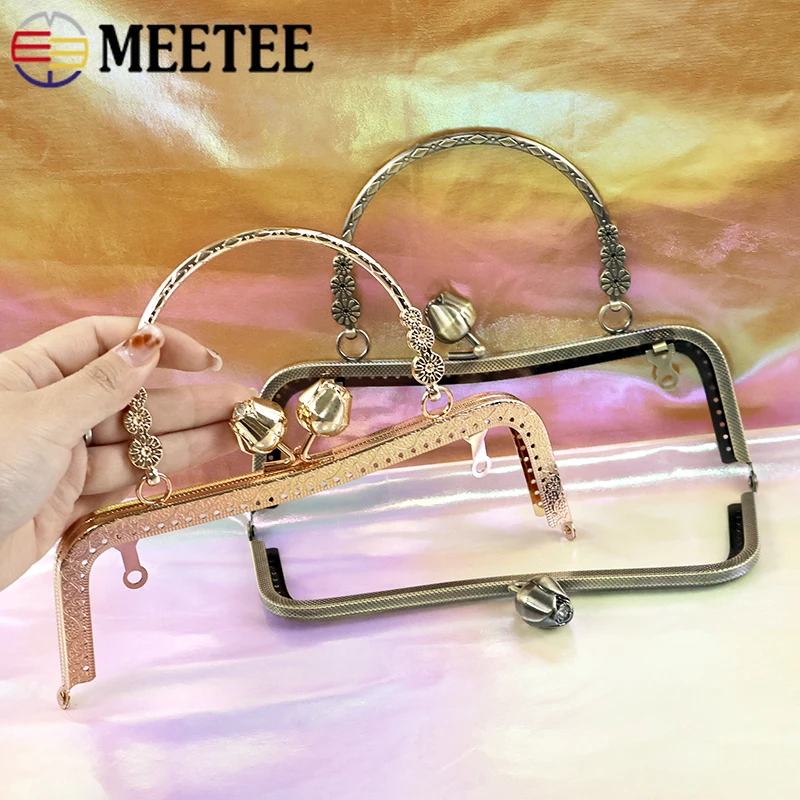 

1Pc 20.5cm Metal Purse Frame Women Handbag Handle Wovenbag Kiss Clasp Bag Handles Handmade Sewing Brackets DIY Bags Accessories