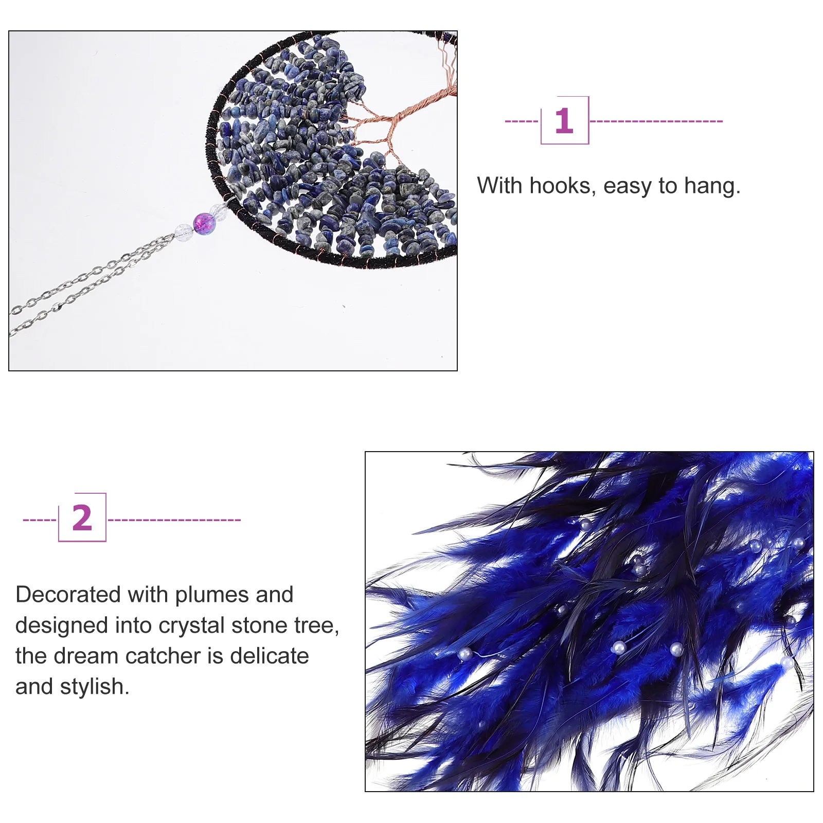 

Crystal Dreamcatcher Home Decor Pendants Macrame Wall Hanging Life Tree Plumes Decorative Handmade Yard Ornament Dream Hoops