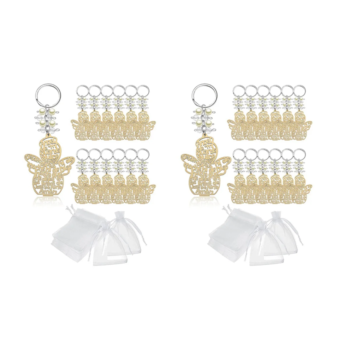 A64E 40Pcs Baptism Angel Key Ring Baptism Wood Keychain Baptism Favor Baptismal Souvenirs Communion Favors for Boy or Girl