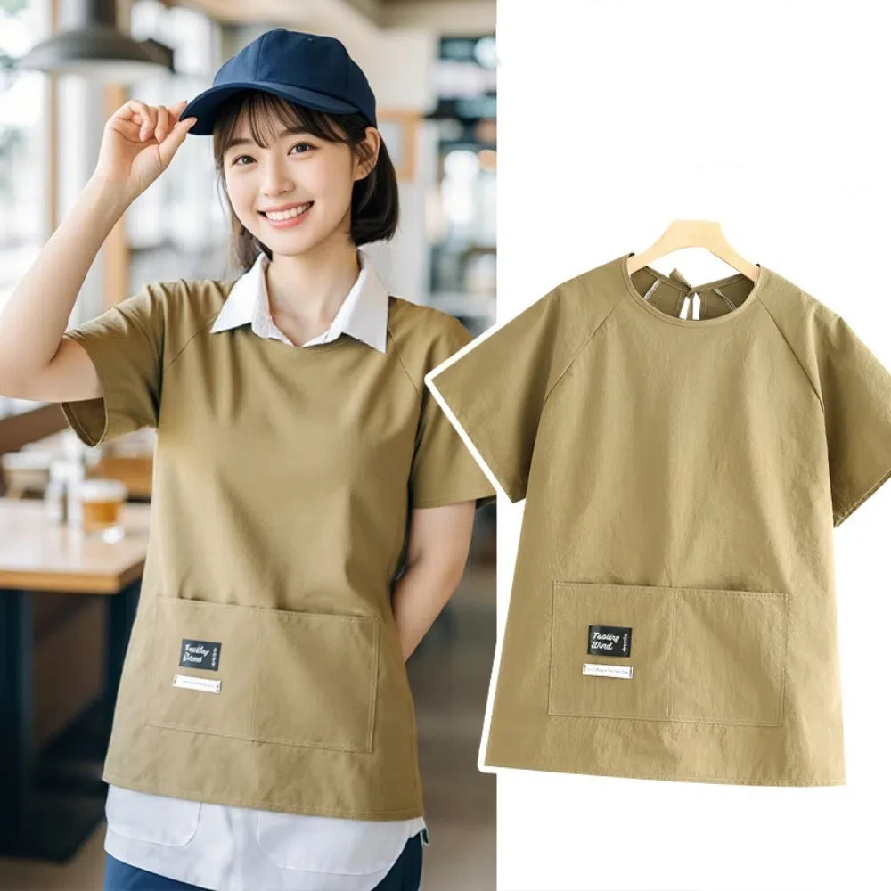 Durable Waterproof Short Sleeved Apron Solid Color Soft Cooking Apron Comfortable Oilproof Half Sleeved Work Clothes Baking