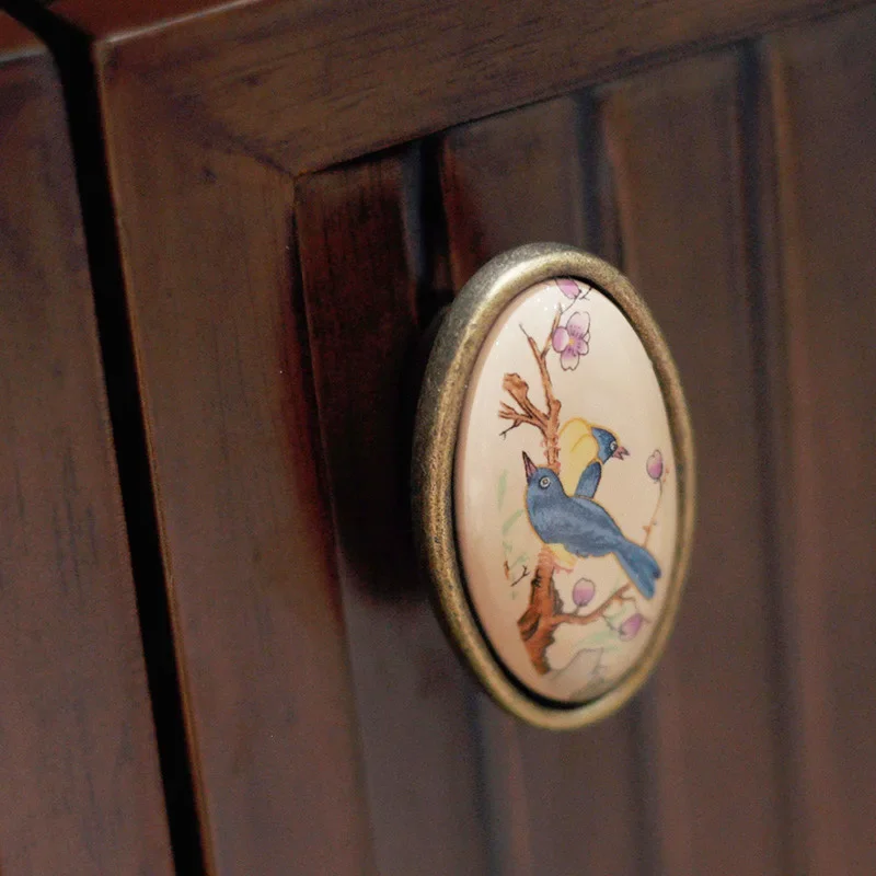 1pc 세라믹 골동품 청동 캐비닛 당겨 도자기 서랍 손잡이 새 손잡이 하드웨어 어린이를위한 당겨 홈 주방 가구 손잡이