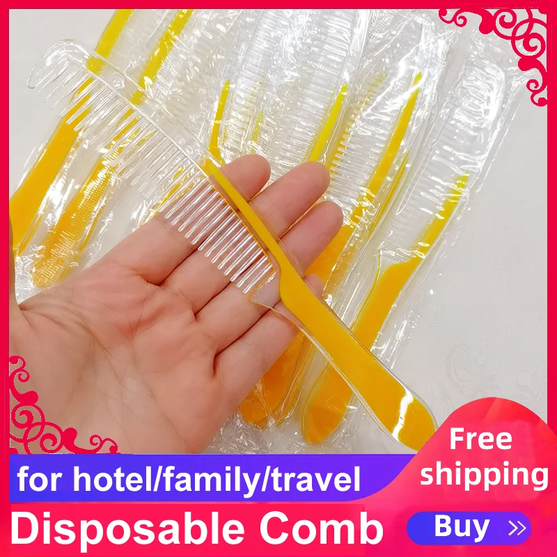 Free Shipping Yellow Double Color Plastic Disposable Comb Wholesale Hotel Supplies Independent package