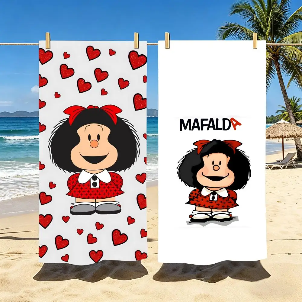 Anime Mafalda Towel Polyester Beach Towel Quick Dry Sand Free Bath Towel for Summer Pool Travel Vacation