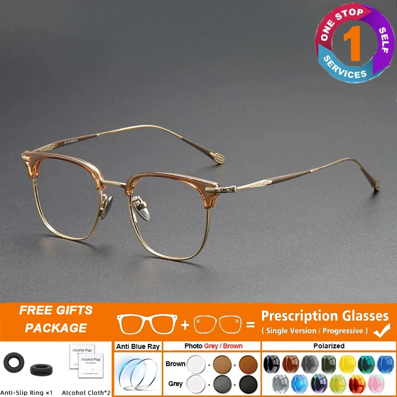 

New Business Titanium Men's Women's Eyeglass Frame Fashionable Elegant Eyebrow Optical Prescription Glasses Frame High Quality