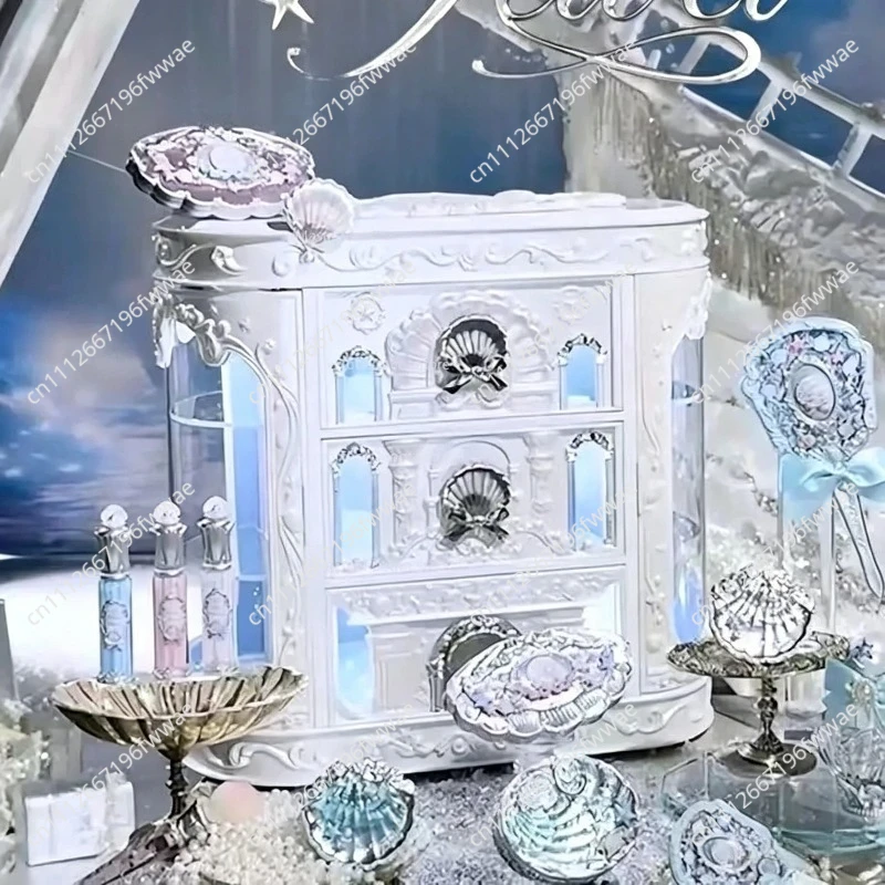 Shell Pearl Box Strawberry Cupid Desktop Jewelry Empty Box Showcase Does Not Include Cosmetics Makeup Case