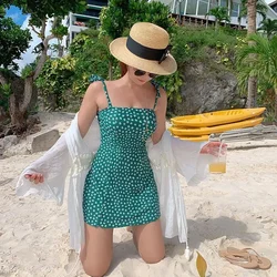 Korean Style Print Swimwear Bikini Women Summer Sexy Camisole Push Up Swimsuit Beach One Piece Swimsuit