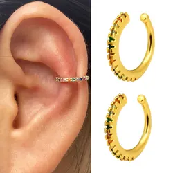 2PCS Simple Earcuff Clip on Earrings for Girl CZ Ear Cuff Non Pierced Earring No Without Hole For Women Cartilage Earrings Stack