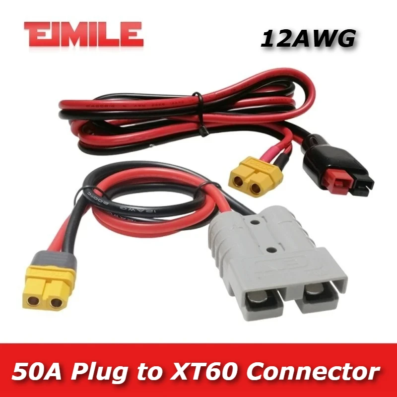 30A/50A Gray Plug to XT60 Male Female Connector Cable 50A Plug Conversion for Electric Vehicle Lithium Battery Power Adapter 1pc
