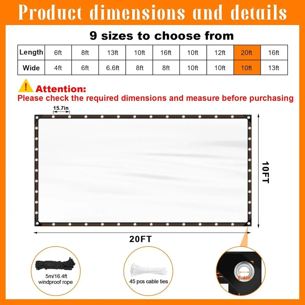 أقمشة فينيل شفافة شديدة التحمل، أغطية خارجية مقاومة للماء مقاس 10 × 20 قدم للدفيئات الزراعية والباحات والمزيد #2