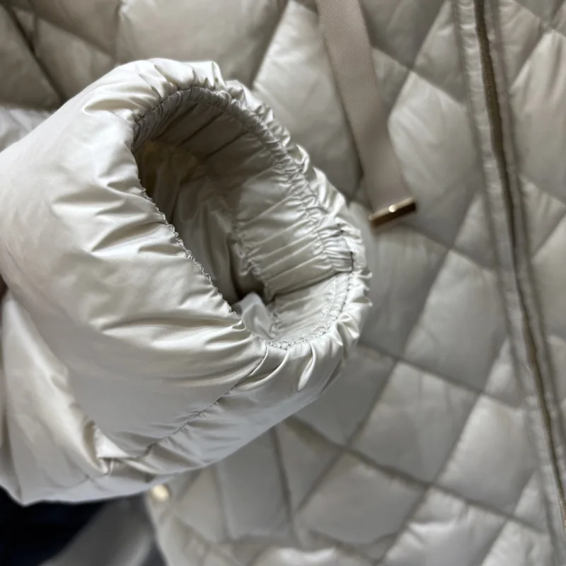 Schinteon jaqueta feminina de pato branco com capuz casual solto argyle quente outono inverno alta qualidade outwear 2025 novo casaco