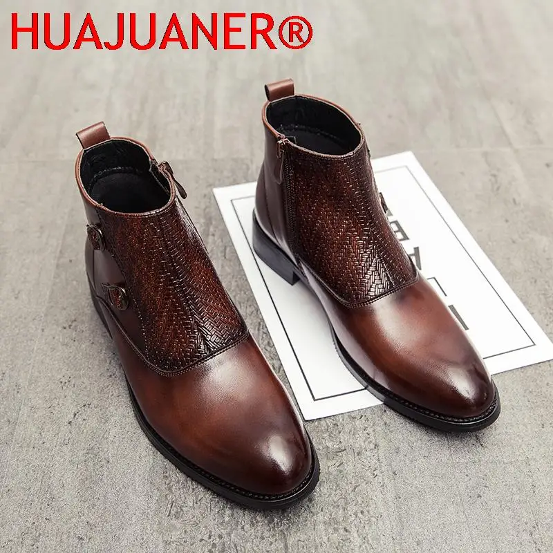 Winter Designer Men's Chelsea Boots Keep Warm Gentlemen Style Men Dress Shoes Plush Ankle Boots for Men Moccasins Botas Hombre - view 3