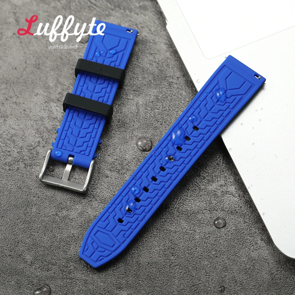 الرياضة سيليكون حزام 20 مللي متر 22 مللي متر 24 مللي متر الإفراج السريع ساعة مطاطية الفرقة العالمي الرجال النساء سوار مزدوج اللون