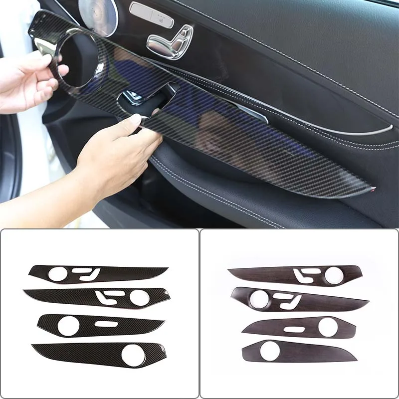 

ABS Carbon Fiber Style Car Inner Door Panel Decoration Cover Auto Accessories For Mercedes-Benz C-Class GLC W205 C180 2015-2021