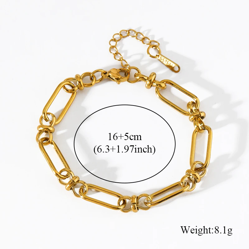 EILIECK Edelstahl Metall Goldfarben Kette Halskette Armband für Damen Neue Mode Wasserdichtes Schmuckset Geschenk Party – Detail 7