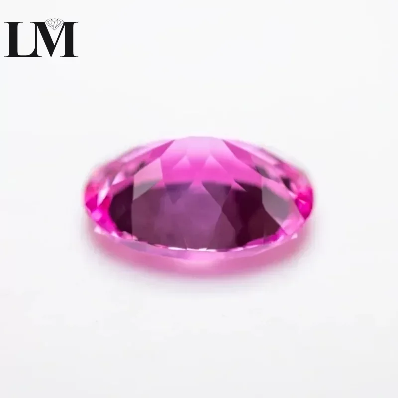 Lab Grown Sapphire Oval Shape Pink Color Charms Gemstone For Diy Jewelry Making Pendant Material Selectable AGL Certificate