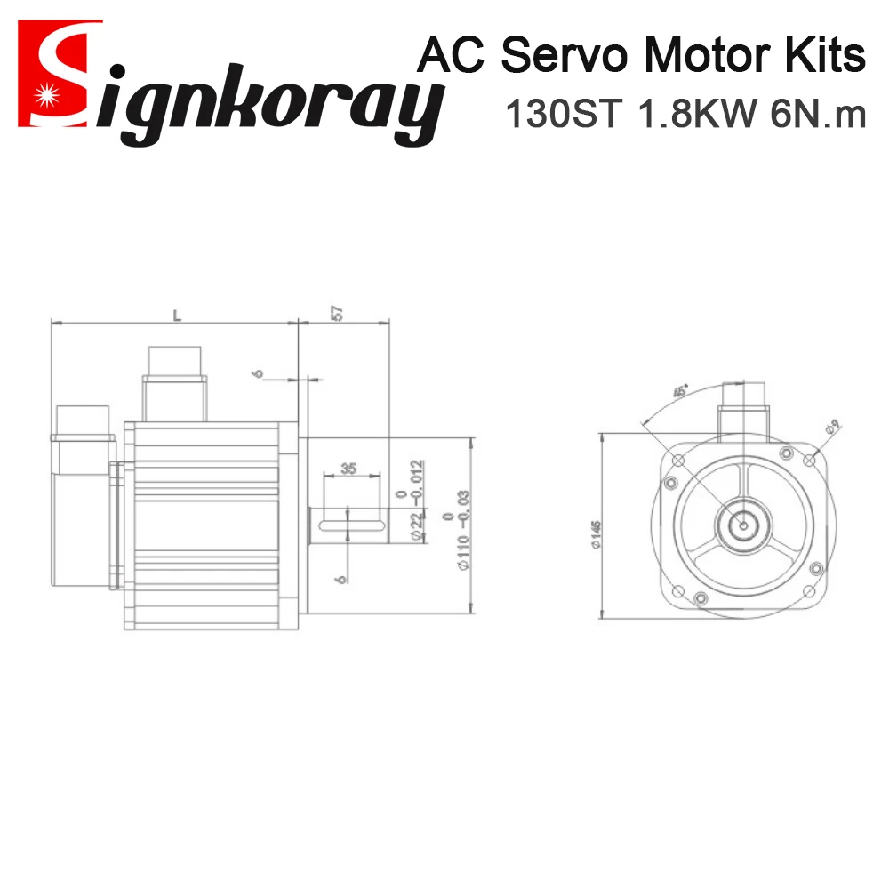 SignkoRay 1.8KW 6N.m AC Servo Motor Driver Kits 130ST 3000RPM 220V 8A for Industrial Control L3N-50D +110ST-M06030