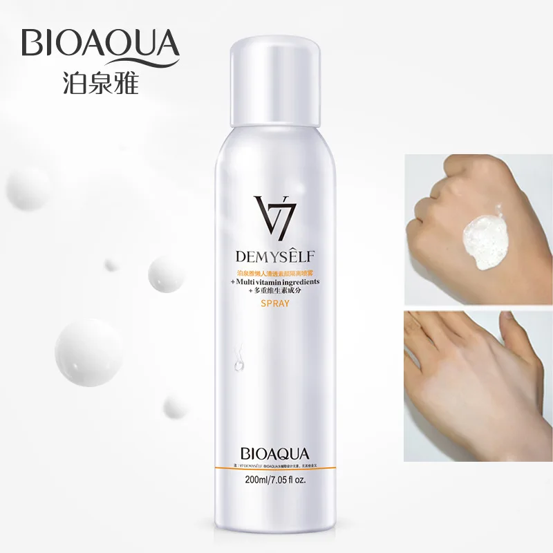 BIOAQUA 200ml Facial Whitening Sunscreen Spray Moisturizing Waterproof V7 Lasting Anti UV Protection Face Body Skin Care