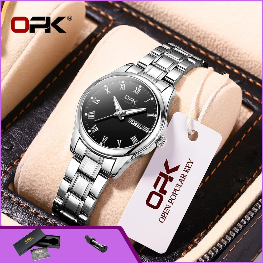

OPK 8121 Classic Original Womens Watch Luminous Steel Strap Waterproof Date Week Luxury Ladies Quartz Wristwatch
