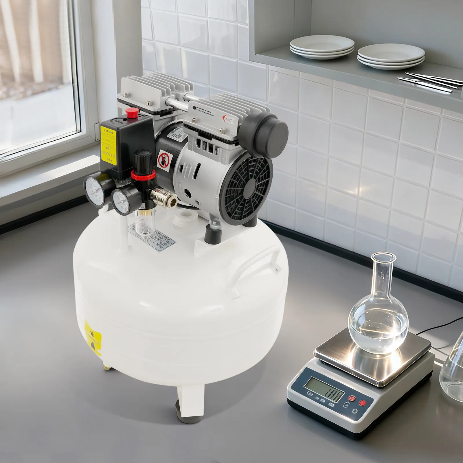 550W luchtcompressor, 110V draagbare luchtcompressor met uitlaat, verticale YM550-30L luchtcompressor