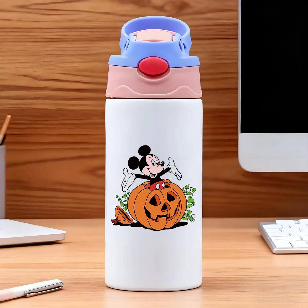 

Disney vacuum cup with Jackolantern Mickey Mouse smiling hollow cartoon cup 304 stainless steel cartoon straw cup childrens