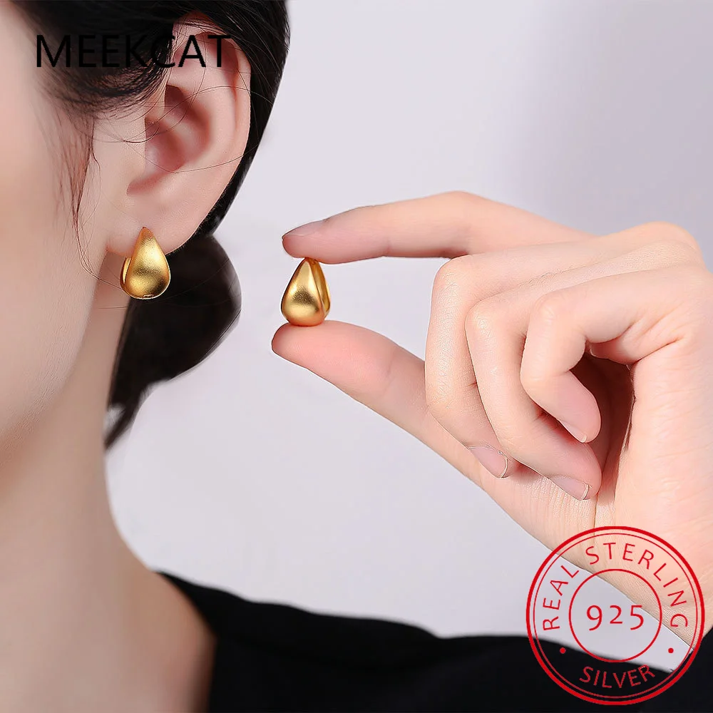 925 Sterling Silver Simple Wide Huggies Gothic Hoop Earrings for Women European Unisex Piercing Rock Jewelry Ear Buckles MEJ645 view 3
