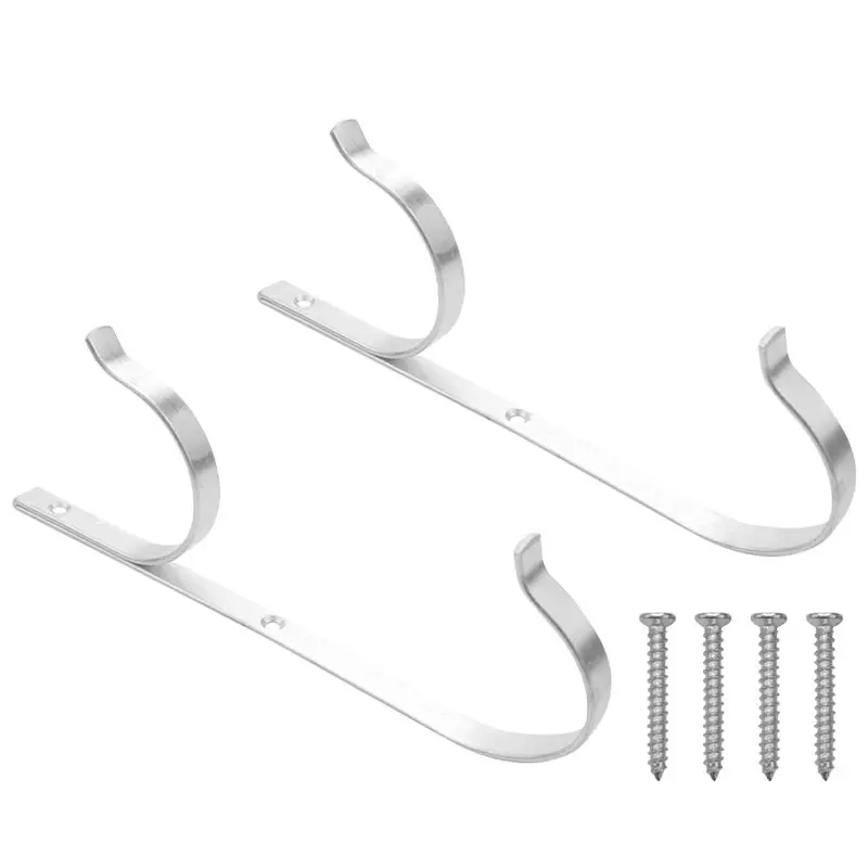 -[Cilae-17R] Pool Pole Hanger Premium 2Pcs Aluminium Holder Set, Perfect Hooks For Telescopic Poles, Skimmers, Leaf Rakes, Nets,