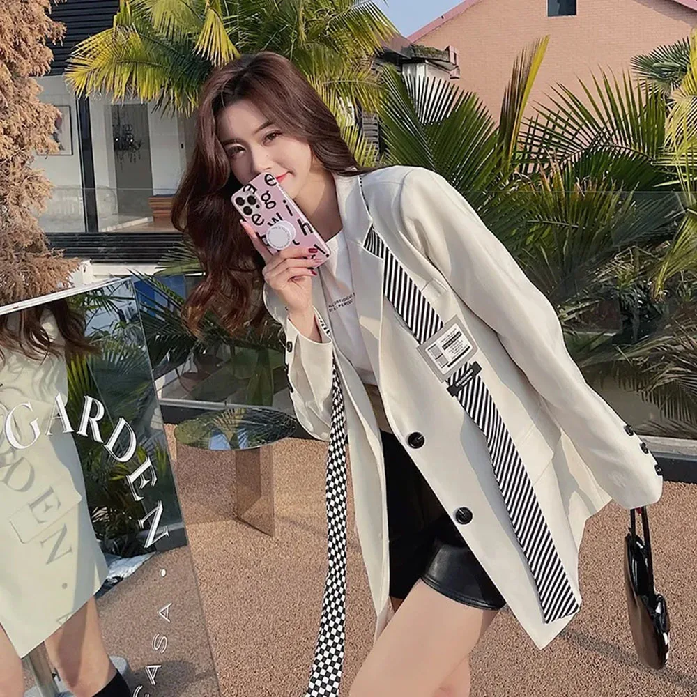 2025New Two Buttons Blazer For Women Fashion Coat Spring Autumn Vintage Casual Long Sleeve Office Lady Outerwear Chic Tops Coats