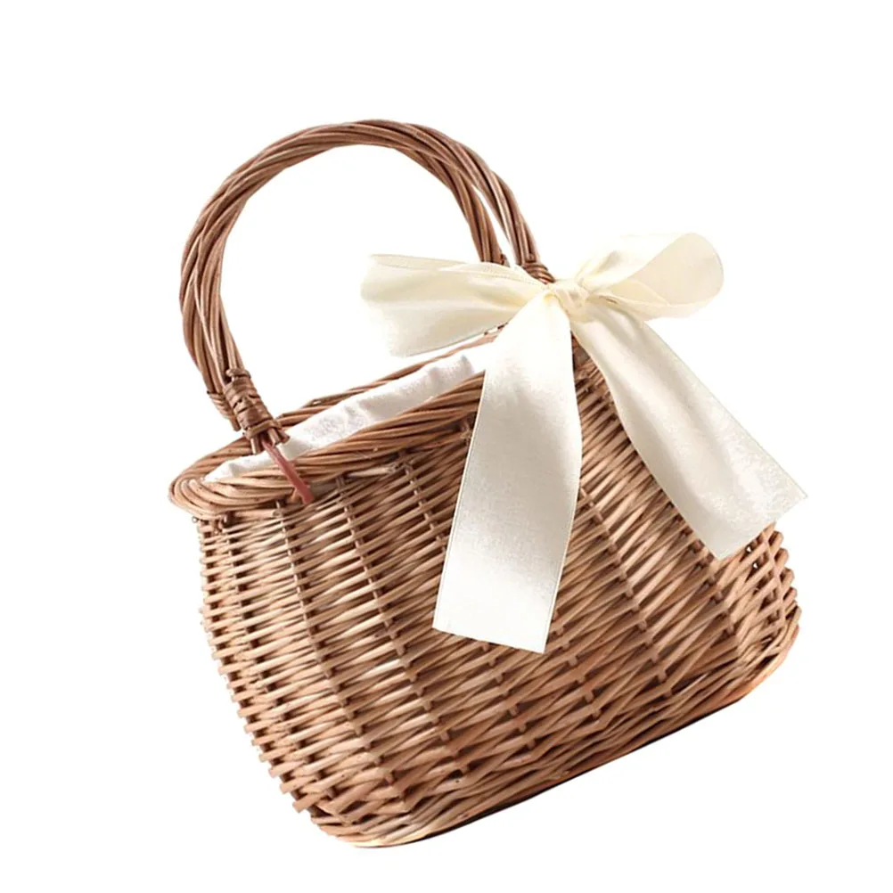 

1Pcs Handwoven Oval Flower Basket Rattan Handheld Storage Container Kitchen Pantry Decor Handwoven Basket