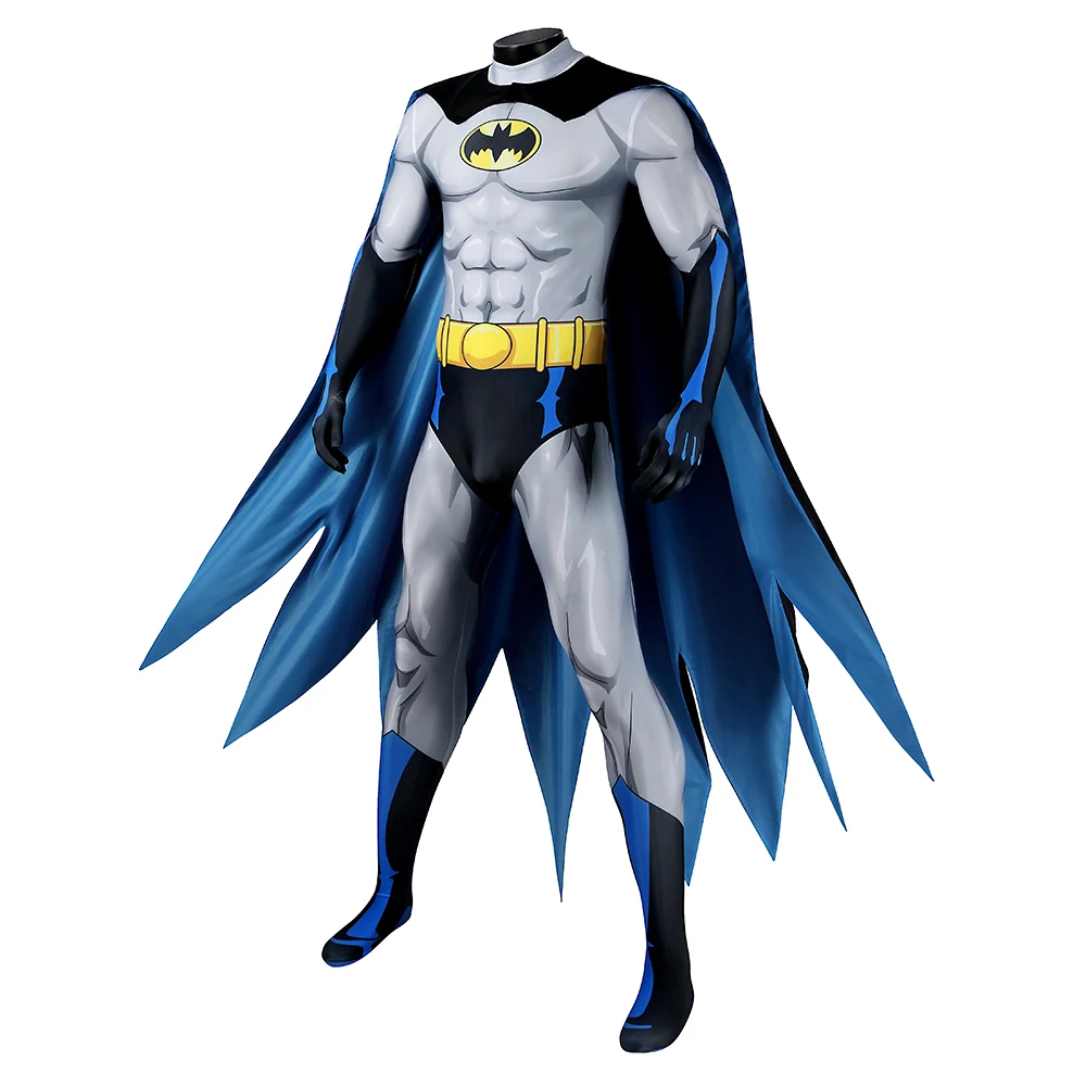 Disfraz de Bruce Wayne para hombre, traje de fiesta, disfraz de leyendas, mono de superhéroe estampado, traje masculino, capa de Halloween, ropa