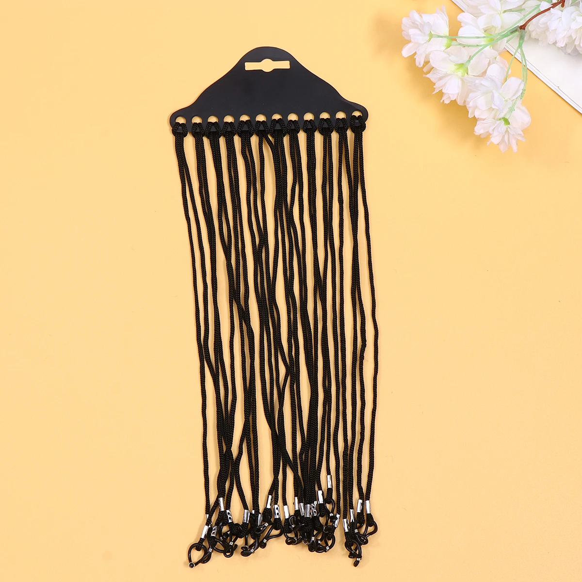 

1 Bag of 48Pcs Nylon Glasses Elastic Strap Belt Eyewear Cord Glasses Neck Strap Eyeglasses Rope Chain Cord (Black)