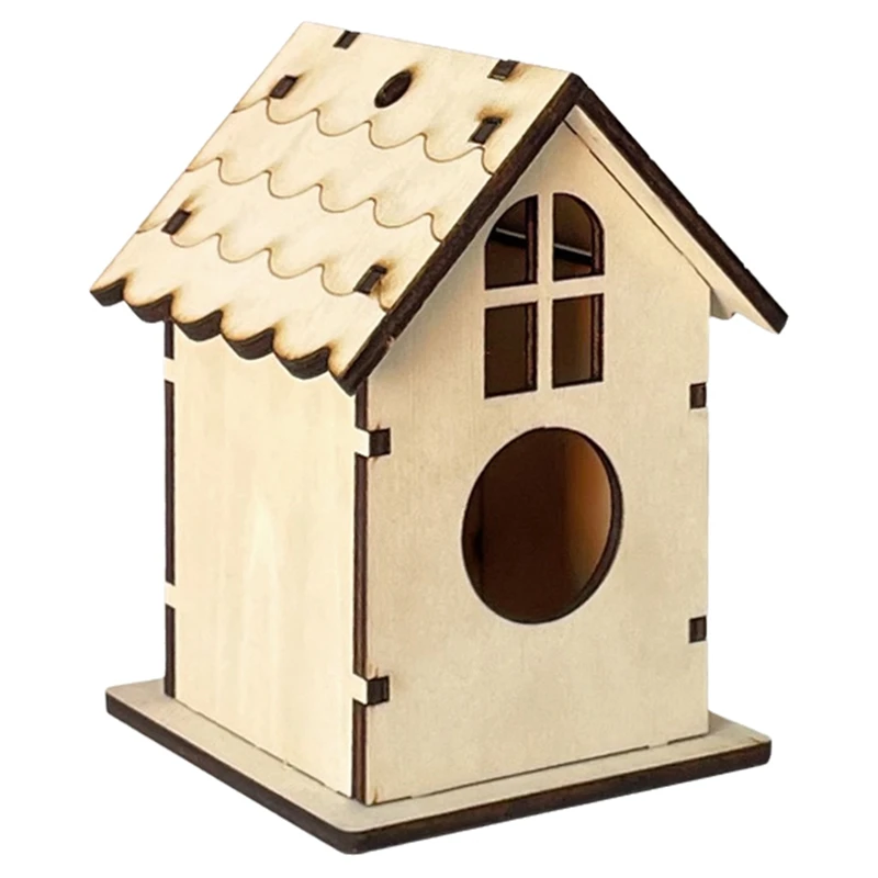 LARSU-Wooden Bird Nest DIY Birdhouse Wooden Bird Nest Handmade Bird Cage Bird Nest Splicing