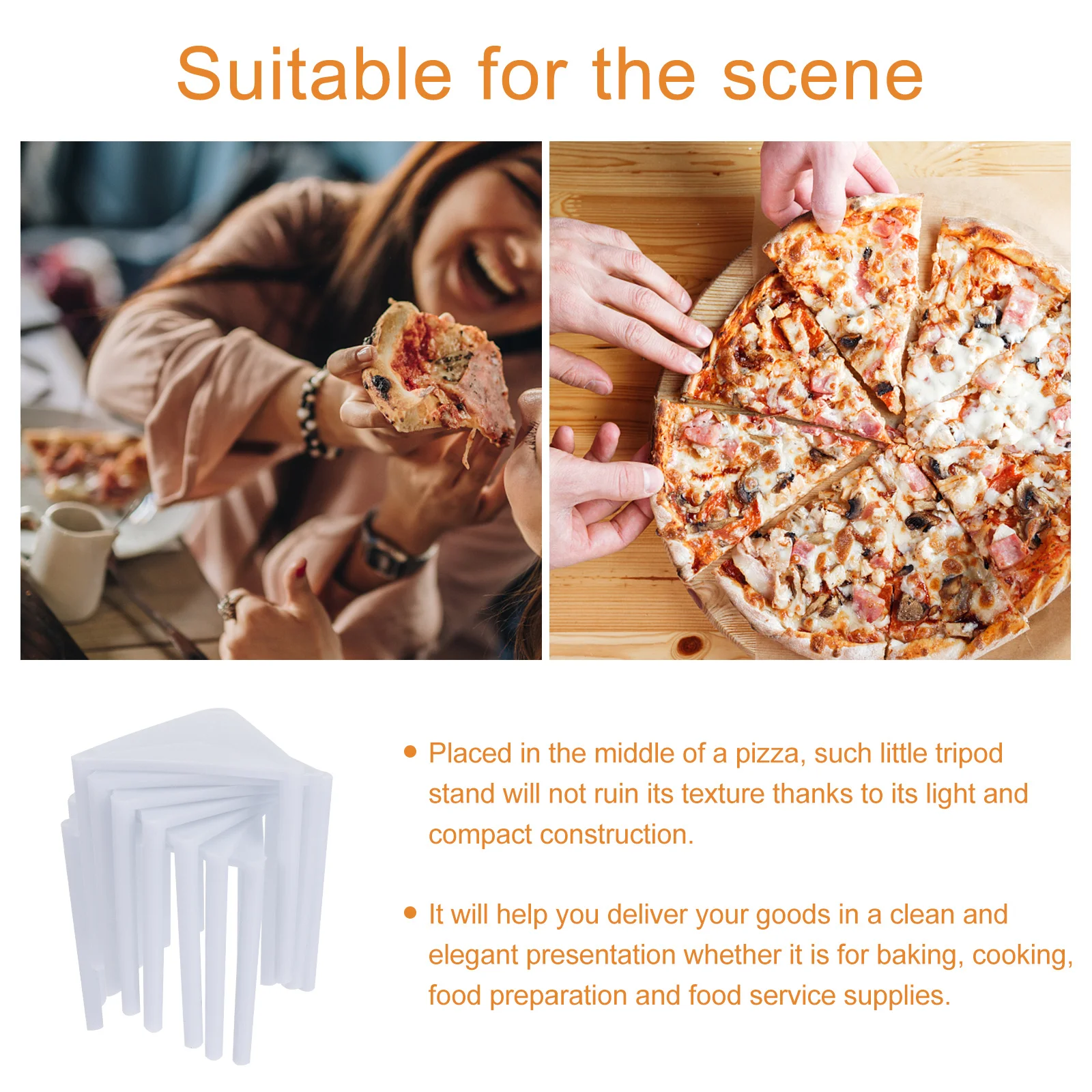 

100Pcs Plastic Pizza Tripod Stack Disposable Pizza Fixing Rack Support Frame for Bakery Food Preparation Catering Supplies