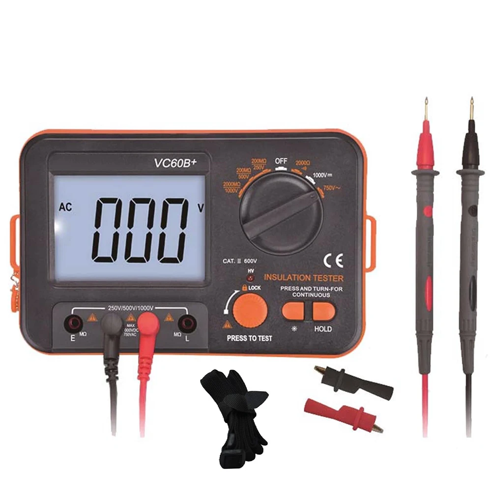 For Electrical Equipment AC DC Voltmeter Digital Insulation Tester For Insulation Assessment Gray AC DC Tester