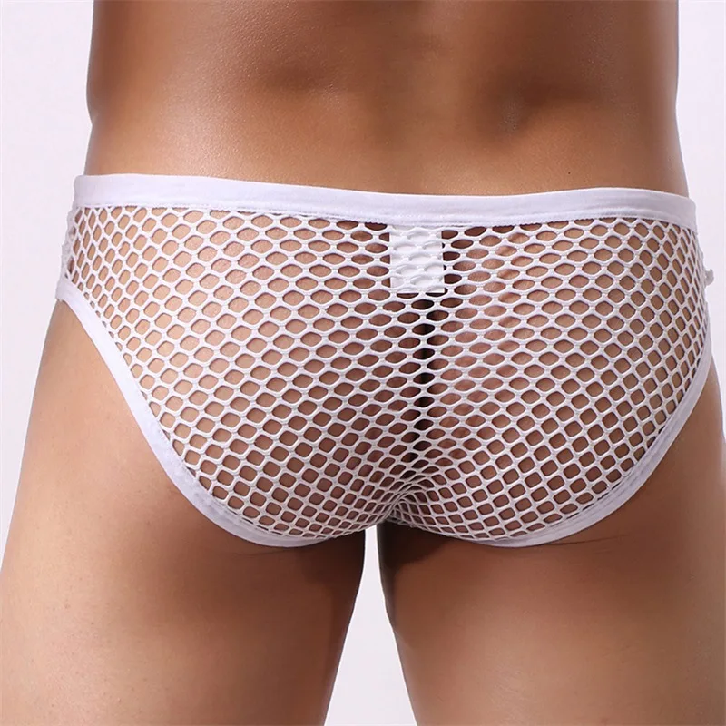 Men\'s Sexy Mesh Briefs Summer Quick-drying Trendy Breathable Underwear Ultra-thin Transparent Panties