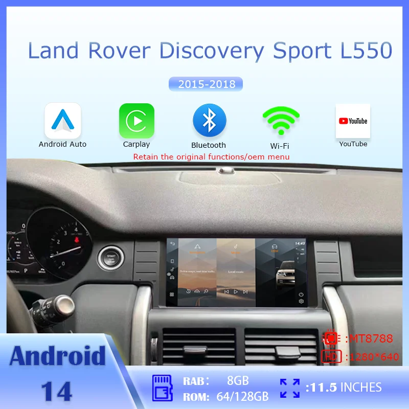 

11.3 INCH For Land Rover Discovery Sport L550 2015-2019 Multimedia Player Carplay Android Auto Navigation GPS Radio Android 14