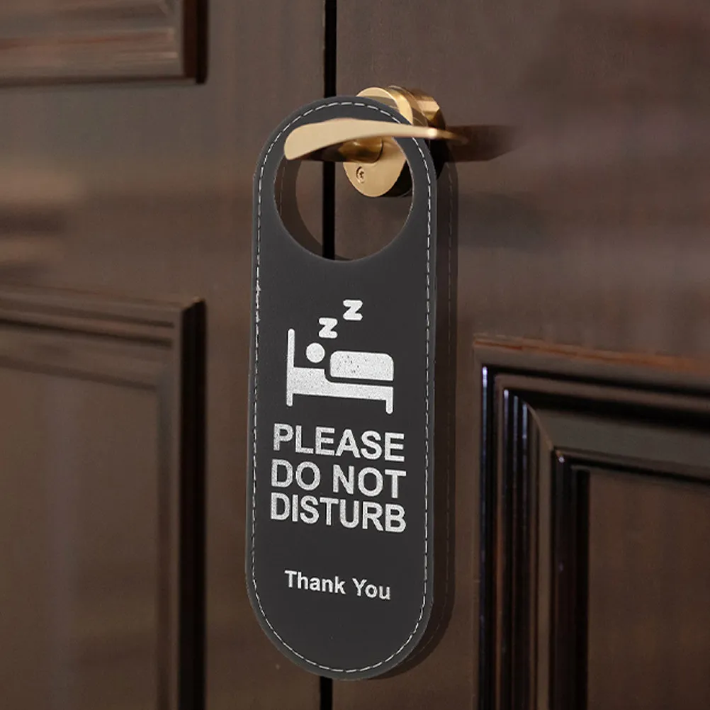 4Pcs Stylish Black Double Sided Door Sign Do Not Disturb Please Clean Lightweight Portable Hotel Room Door Hanger for Hotels