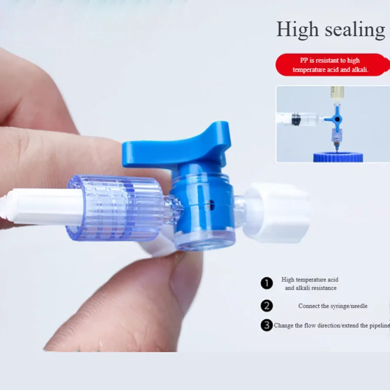 Syringe with valve connector 2/3 way valve air liquid mixing microbial sampling sterilization laboratory