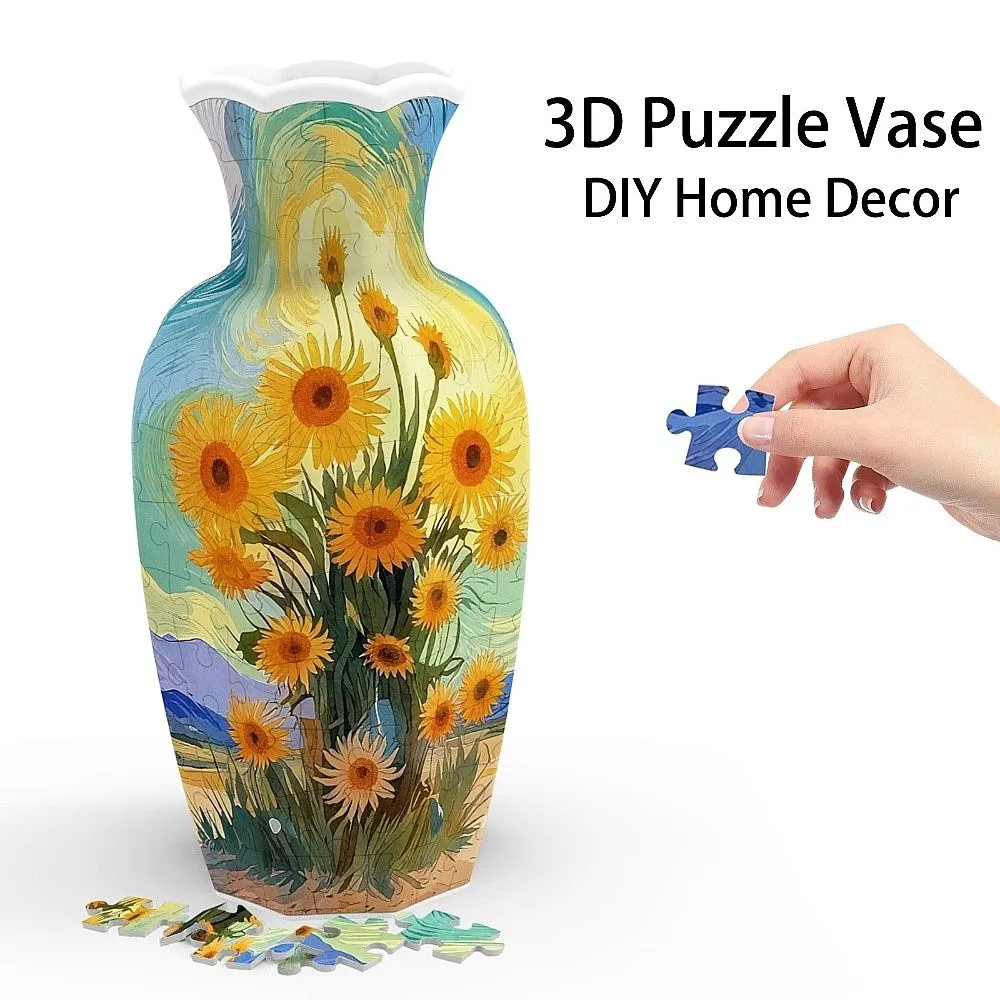 3D Puzzle Vase Building Block DIY Flower Arrangement Educational Toy Home Decoration