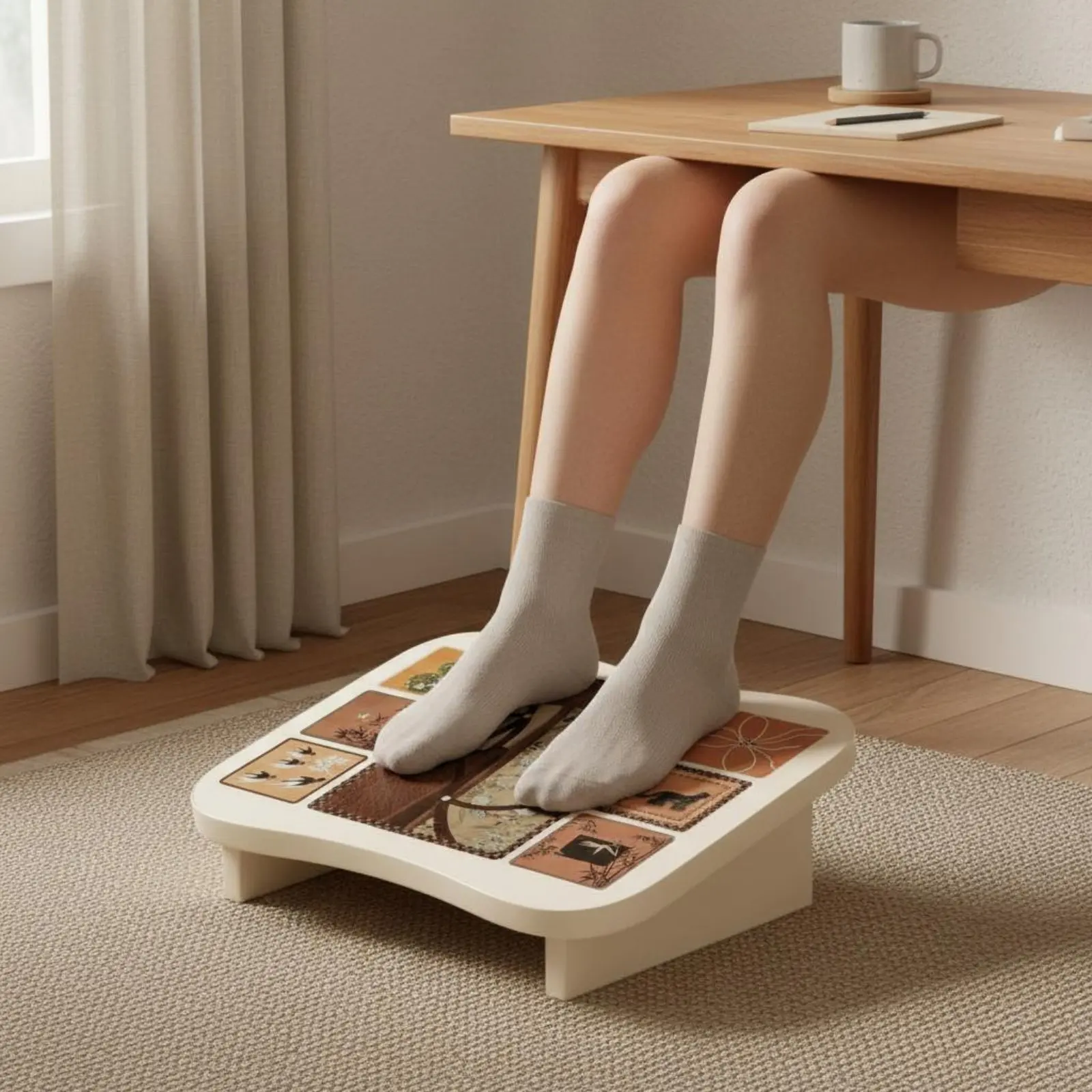 Image 5: Repose-pieds ergonomique sous le bureau, repose-jambes, tabouret gain de place, confort à domicile, facile à nettoyer