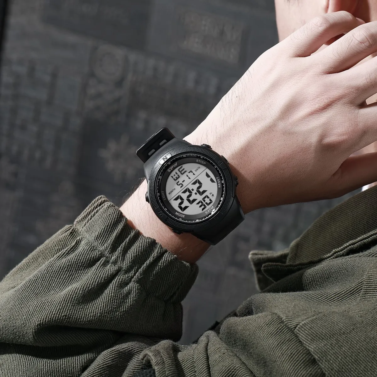 TPW Oversized 53mm Digital Watch For Male 5ATM Swimming Calendar
