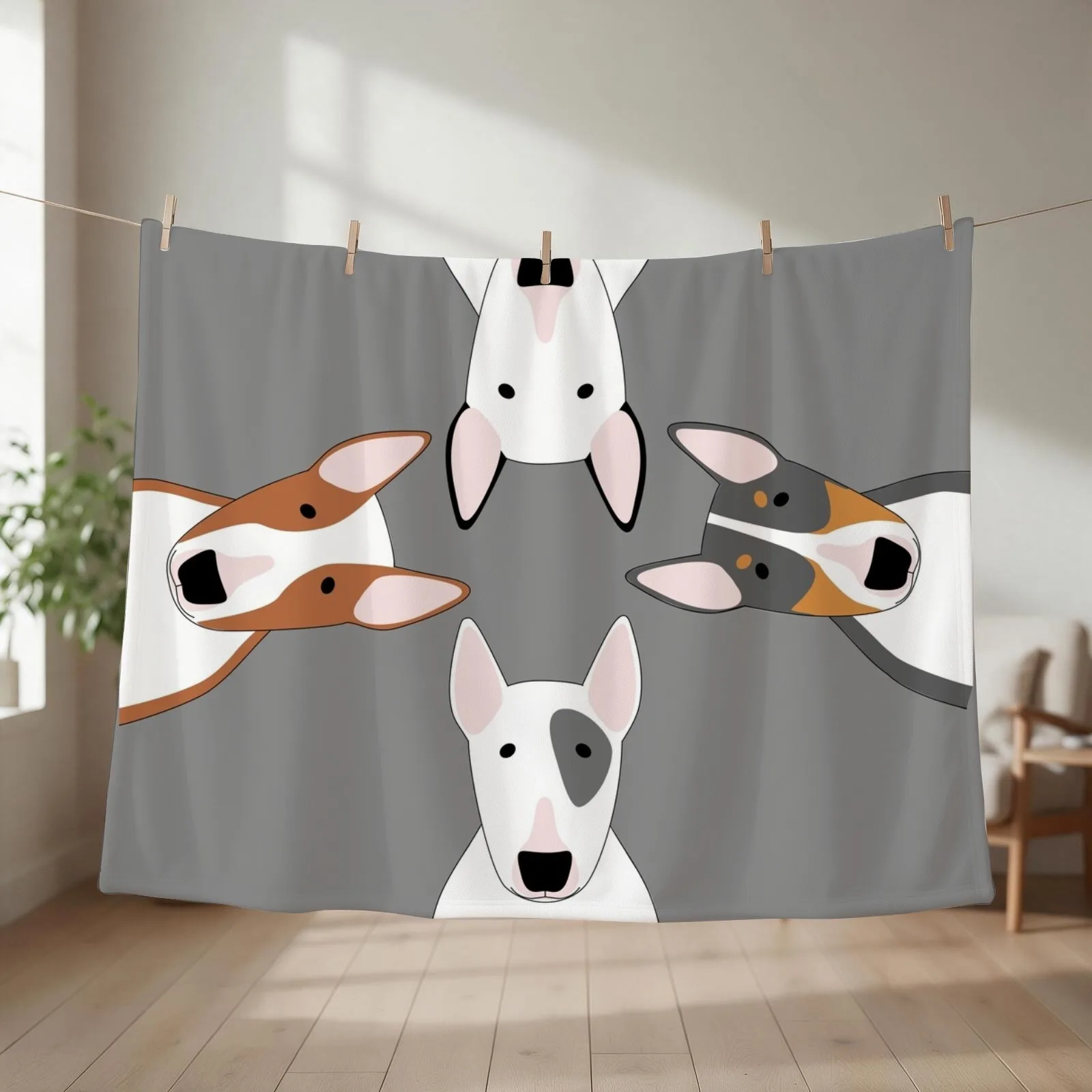 Bull Terrier Squad Throw Blanket couch cozy soft plush fuzzy picnic outdoor blanket