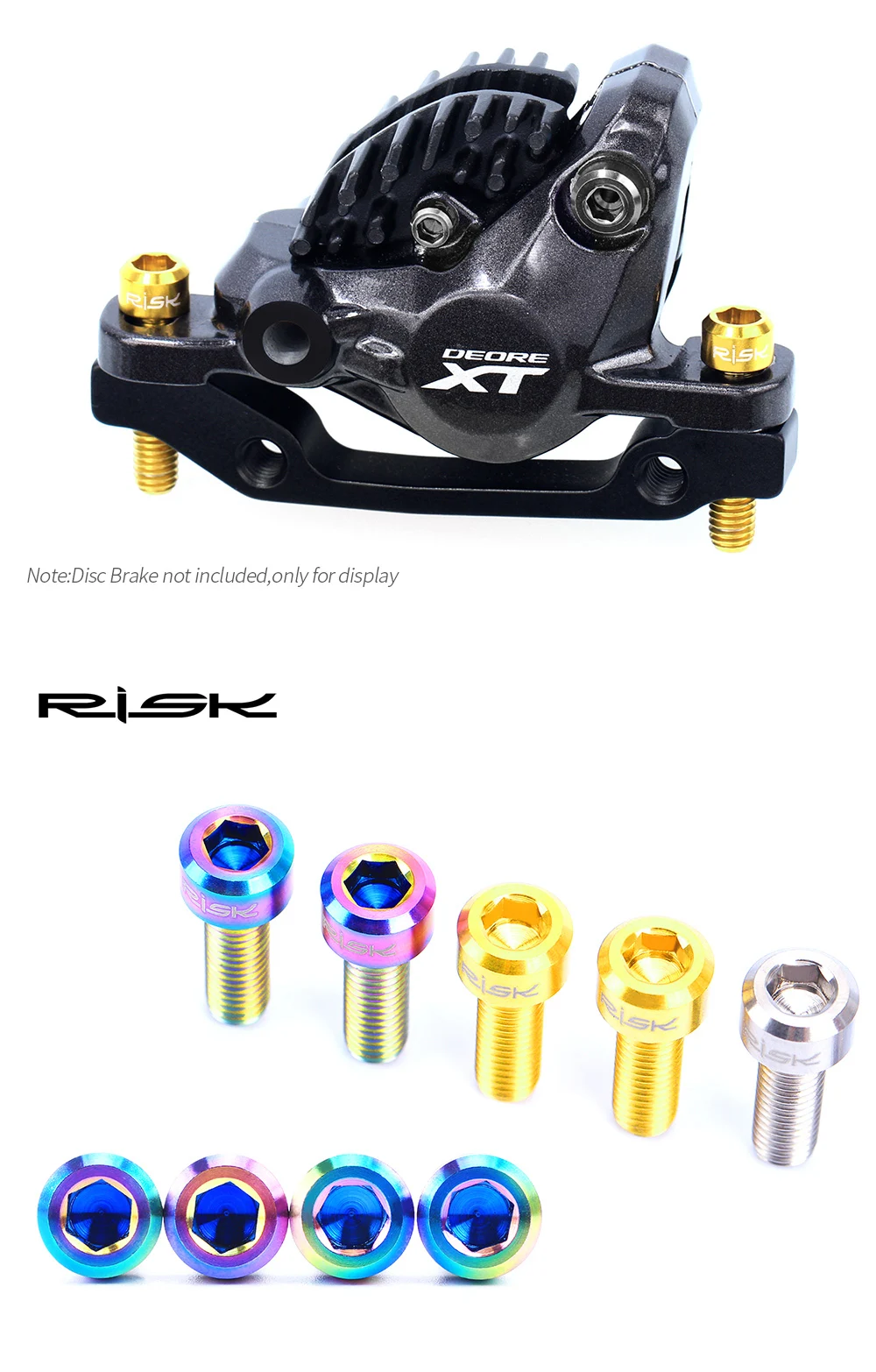 RISIKO 2 Stück Mountainbike M6 x 25 mm Scheibenbremssattel-Befestigungsschrauben Schrauben verlängerte Titanlegierung für A-Säulen-Adapter Fahrradteil – Detail 4