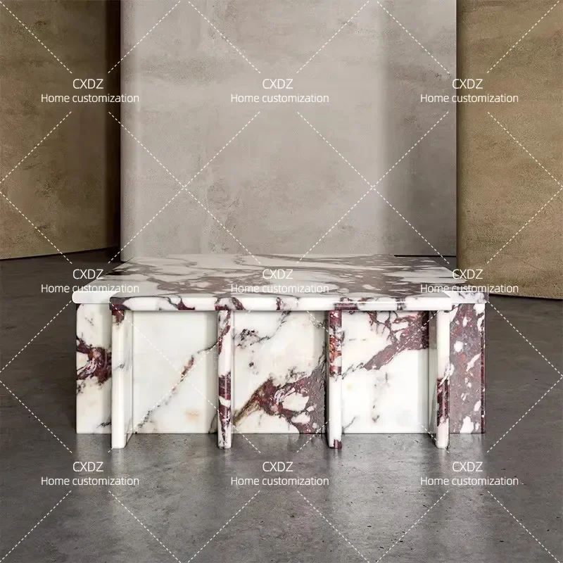 Natural Marble Coffee Table Luxury Stone Centerpiece Modern Living Room Sofa Side Table Minimalist Home Decor Furniture