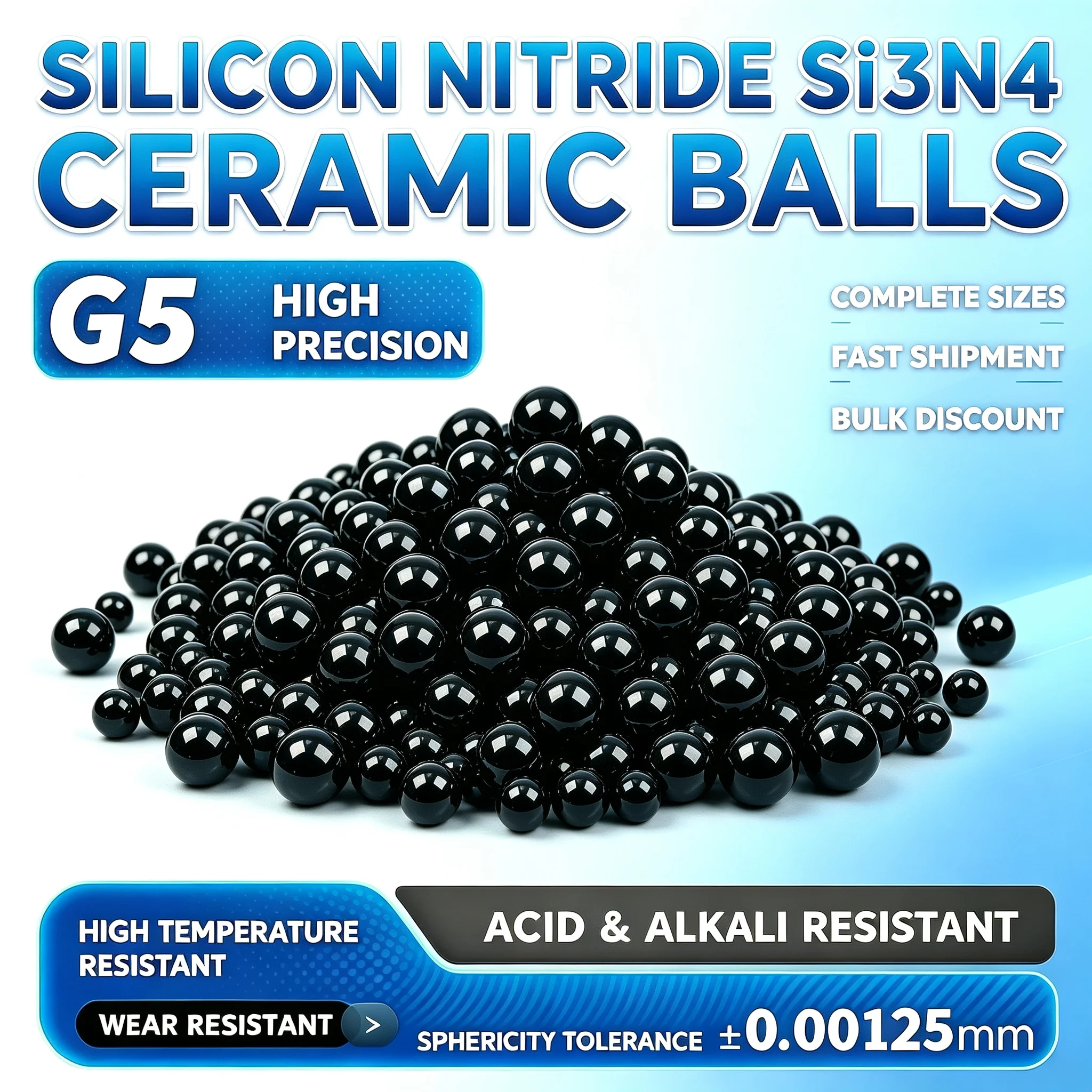100pcs Ceramic Balls Dia 0.8/1/1.2/1.5/1.588/2/2.381/2.5-11.906mm Silicon Nitride Si3N4 G5 Precision Ceramic Bearing Ball Bead