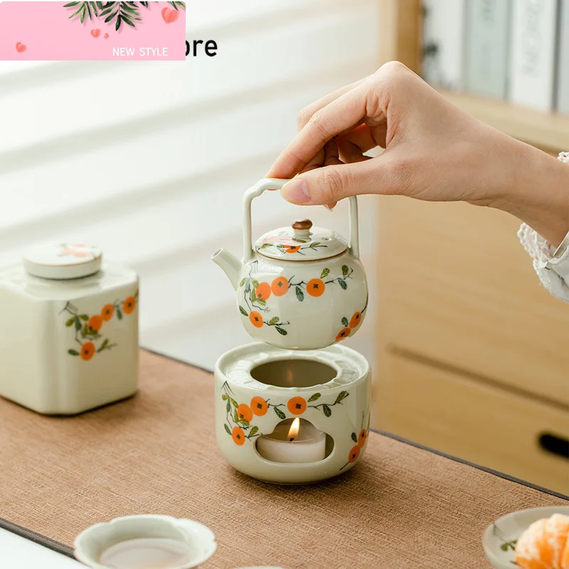 

Чистая ручная роспись лепестков хурмы, жареный поднос для чая, керамическая нагревательная основа, подогреватель, устройство для благовоний, чайная свеча, мини-украшения